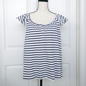 Old Navy Stripe Knit Gauze Flutter Sleeve Henley Top